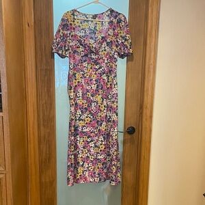 SHEIN Pink Floral Midi Dress